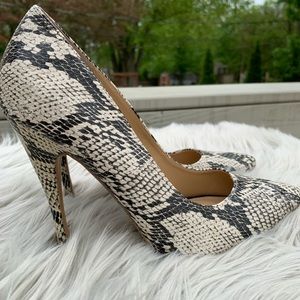VS Black White Snakeskin heels